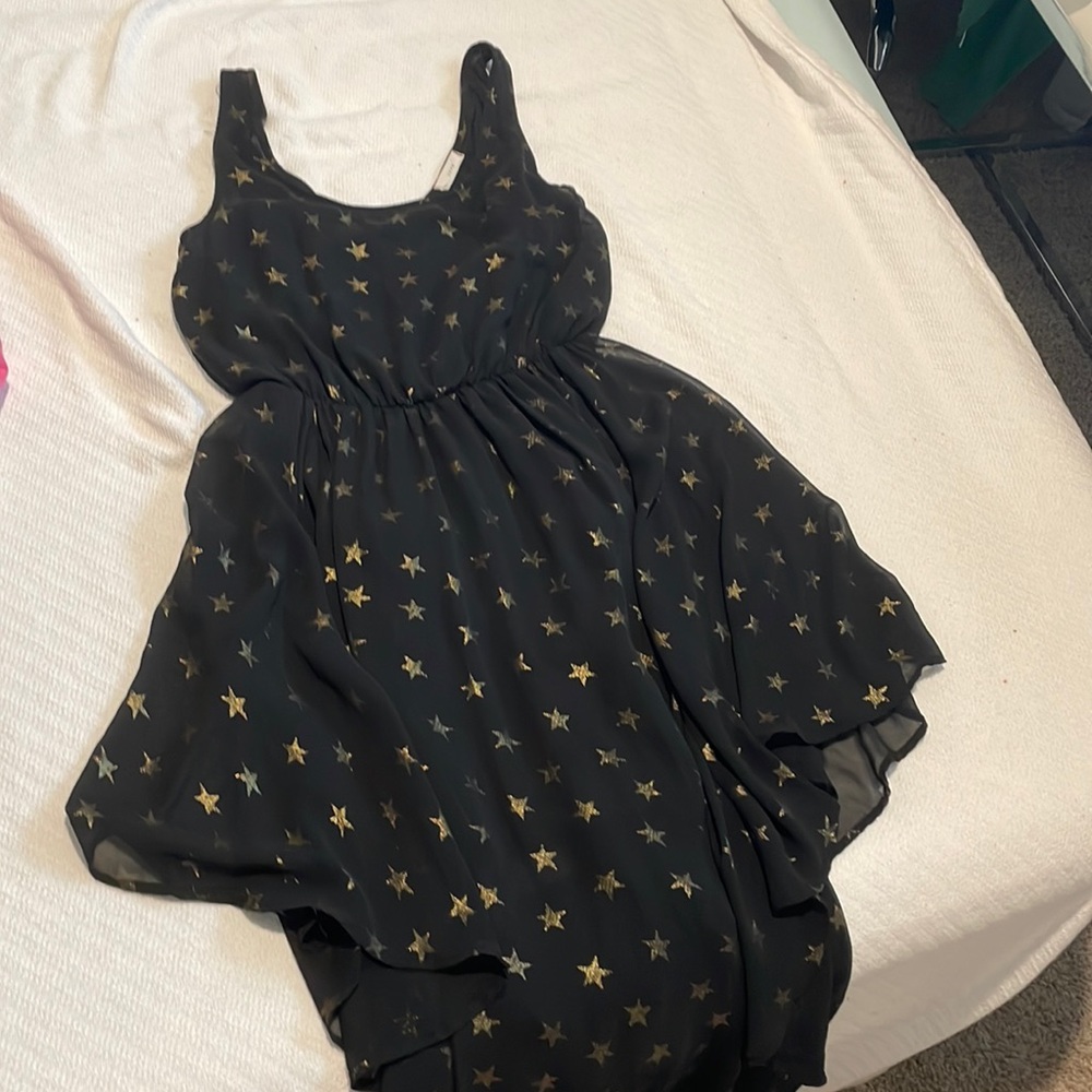 Lush black with gold stars dress. Long.